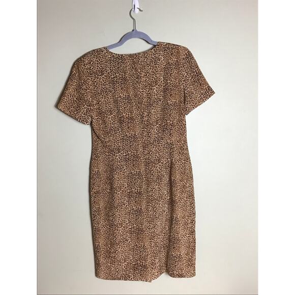Vintage August Hale Women Leopard Print Dress 100% Silk Sheath Dress  Sz.8 EUC - Picture 3 of 7